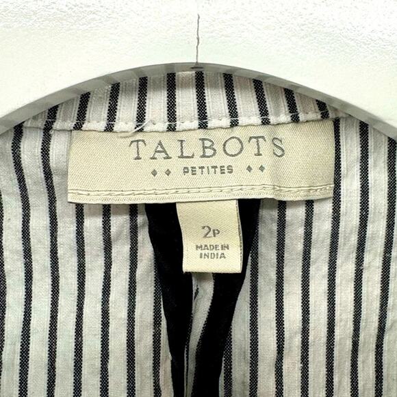 Talbots size 2 petite lightweight blazer white with grey stripes - Picture 3 of 3